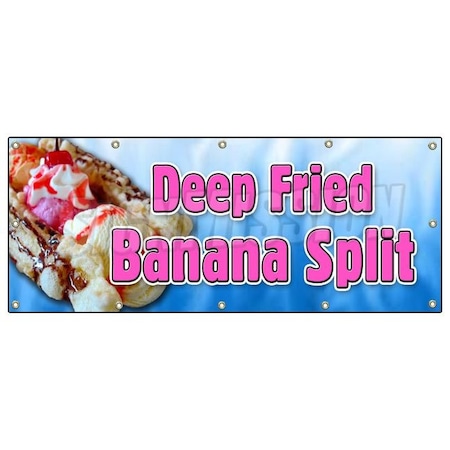 Signmission DEEP FRIED BANANA SPLIT BANNER SIGN banana deep batter syrup ice cream B-120 Deep Fried Banana Split